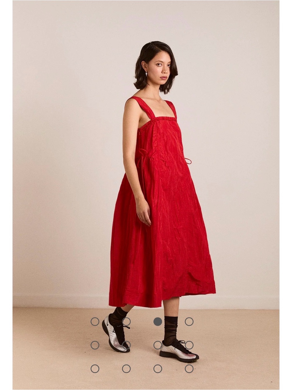 Elina Midi Dress Red Tafetta - Picture 5 of 6